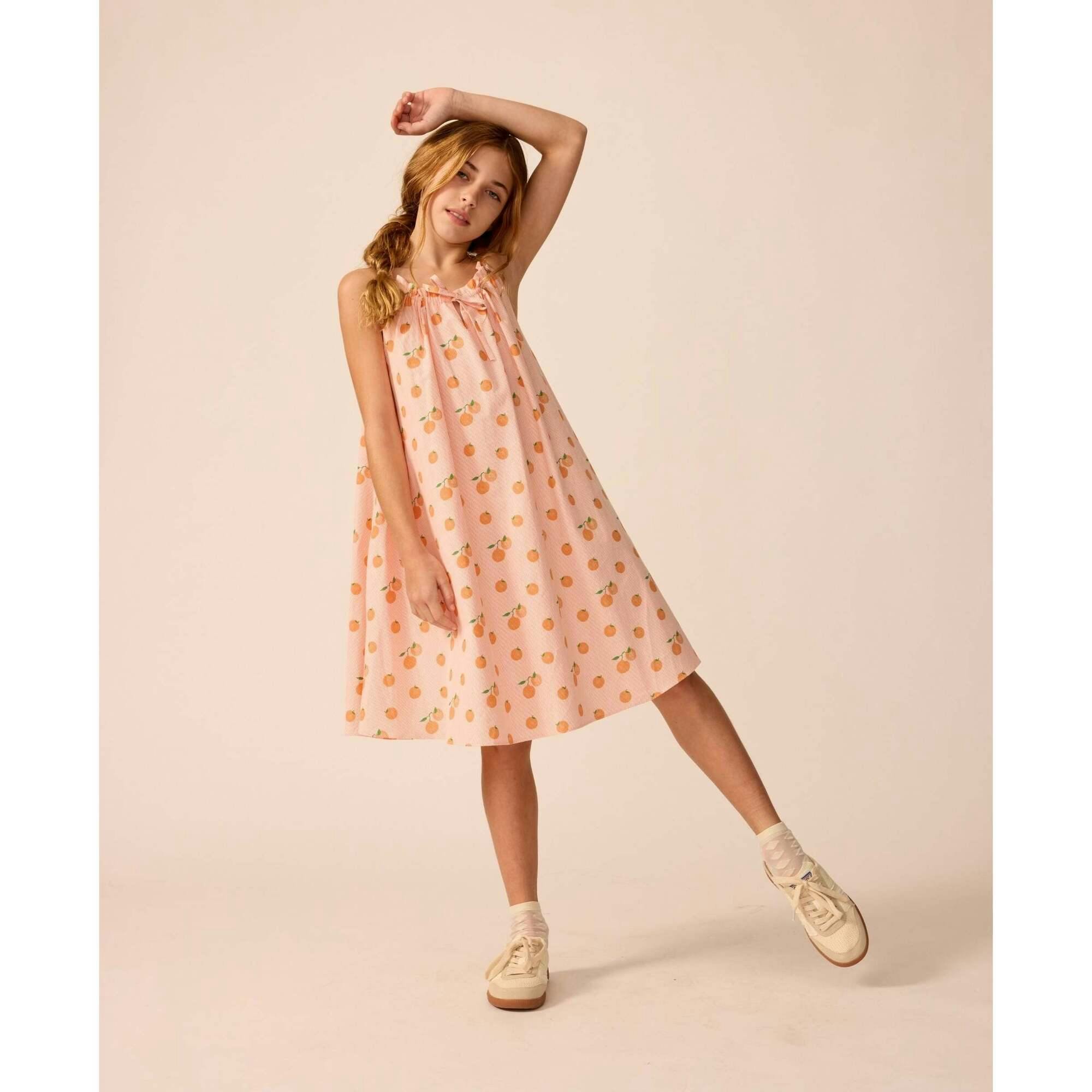 Tie Neck Dress in Clementine