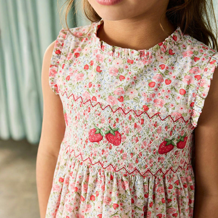 Strawberry Floral Smocked Dress