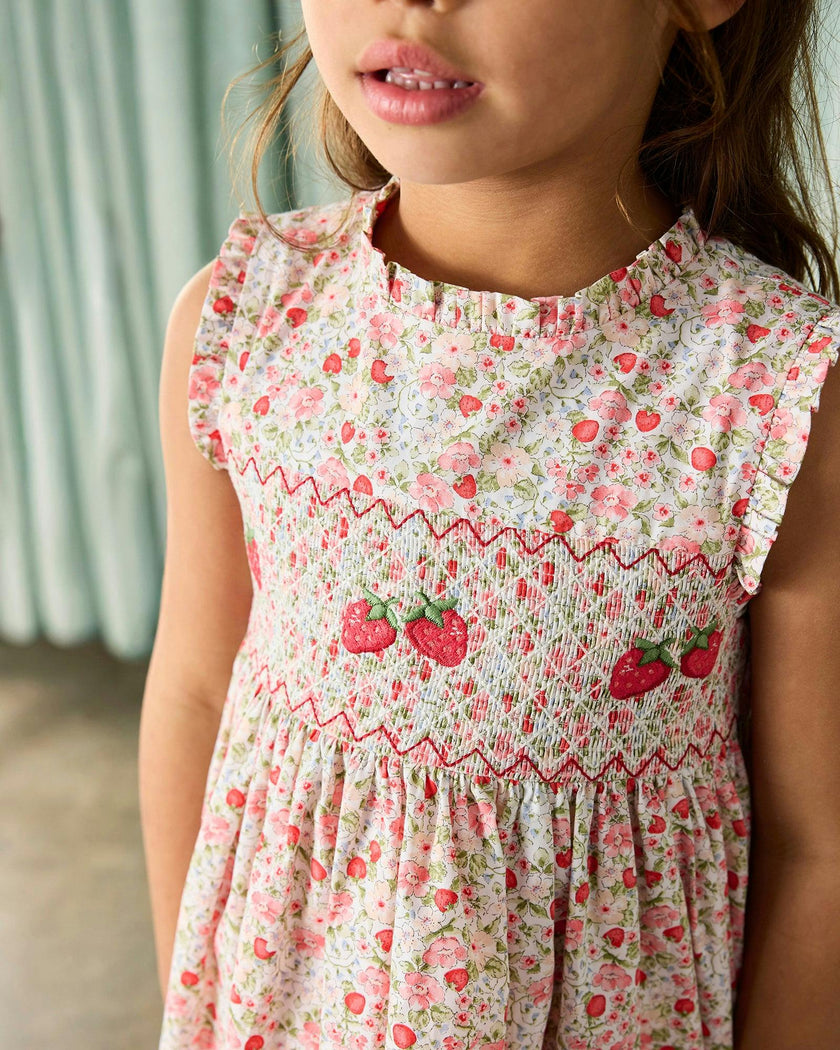 Strawberry Floral Smocked Dress