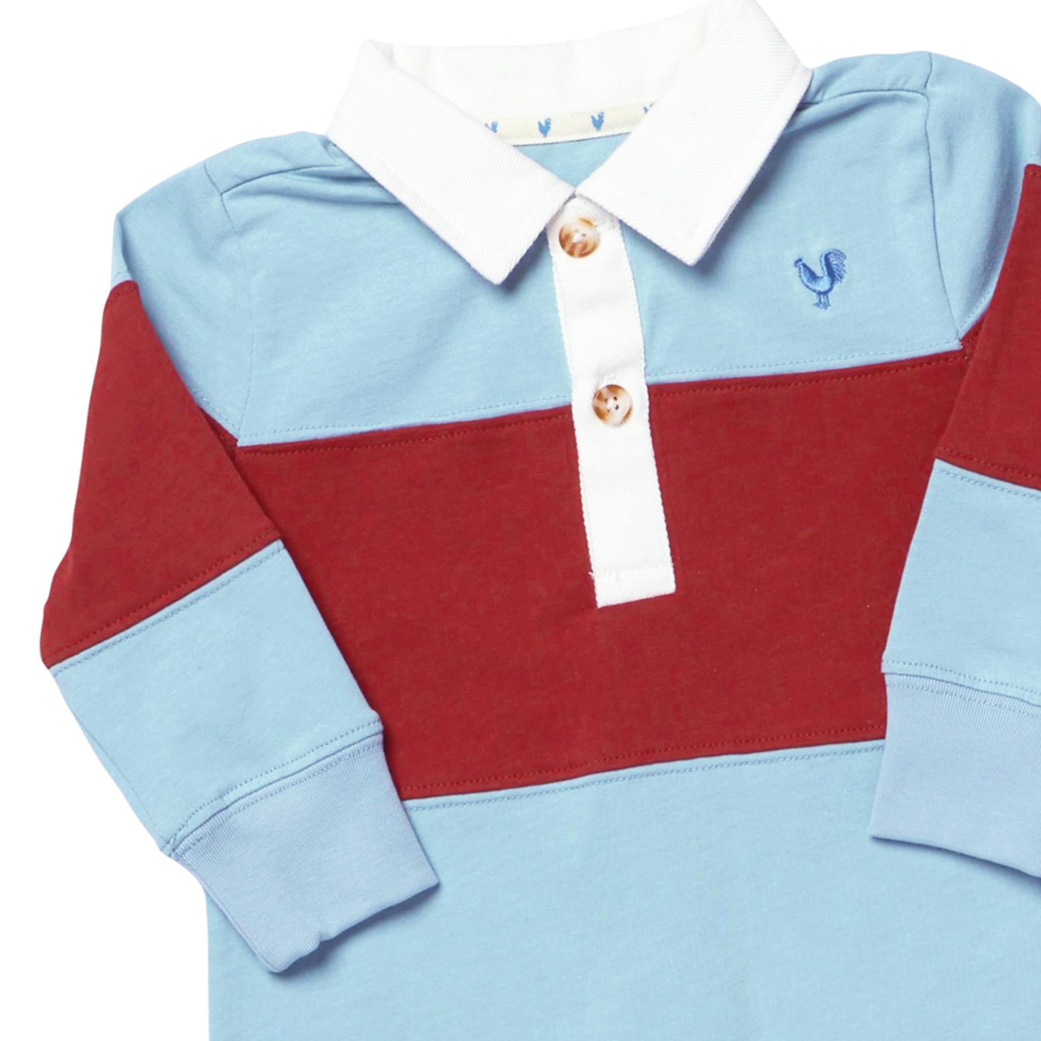 Baby Boys Albert Rugby Jumper - Blue Maroon