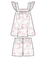 Girl's Twill Clara Short Set in Pink Timeless Toile