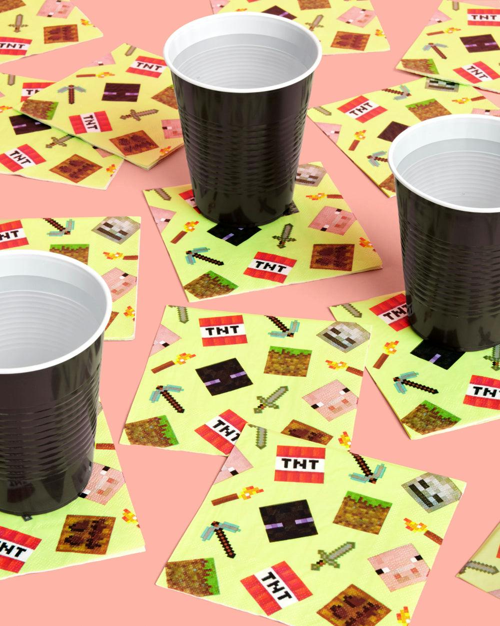 Pixel Mining Gamer Napkins - 25 paper napkins