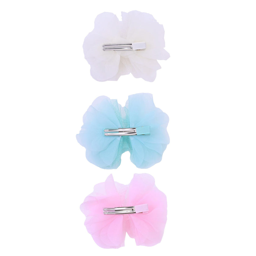 Tulle Flower Bow Hairclip Set