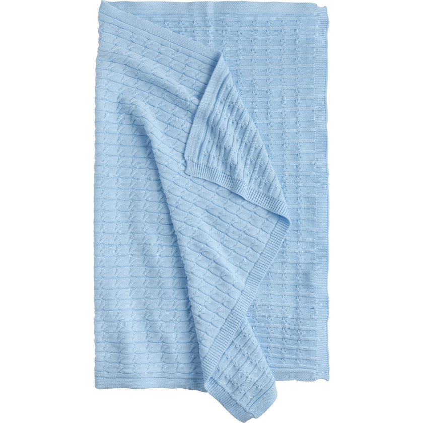 Cable Knit Blanket - Light Blue