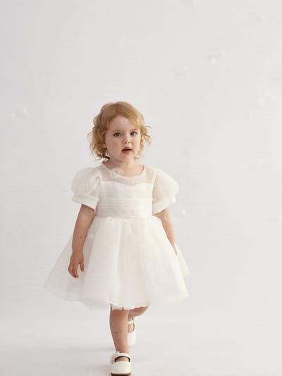 Ivory Brixton Puff-Sleeve Party Dress