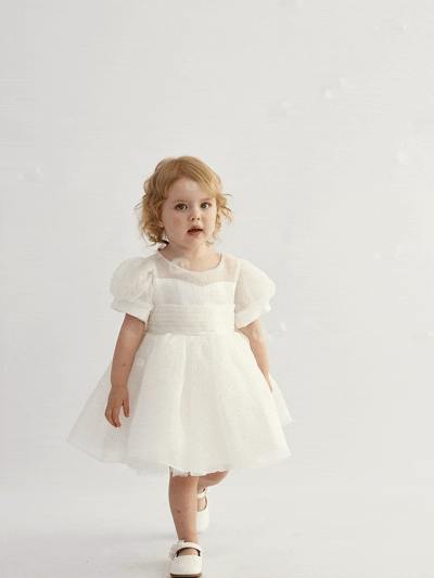 Ivory Brixton Puff-Sleeve Party Dress