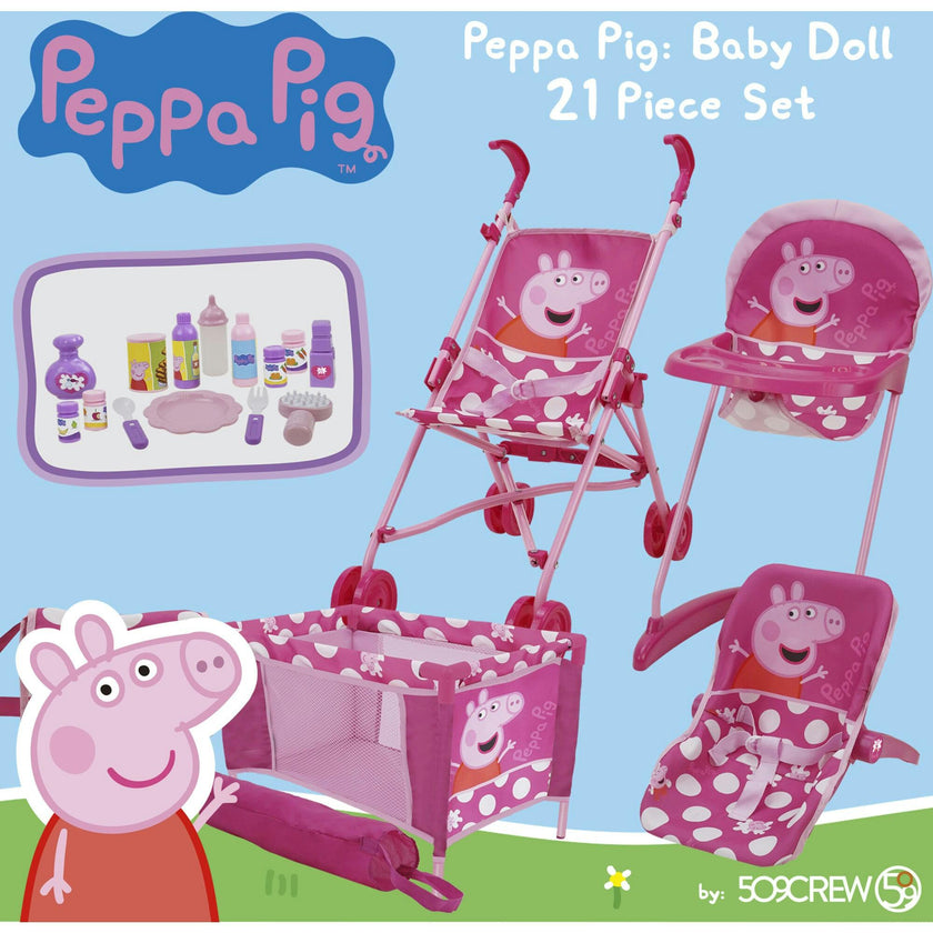 Peppa Pig: 21 Piece Doll Play Set - Pink & White Dots