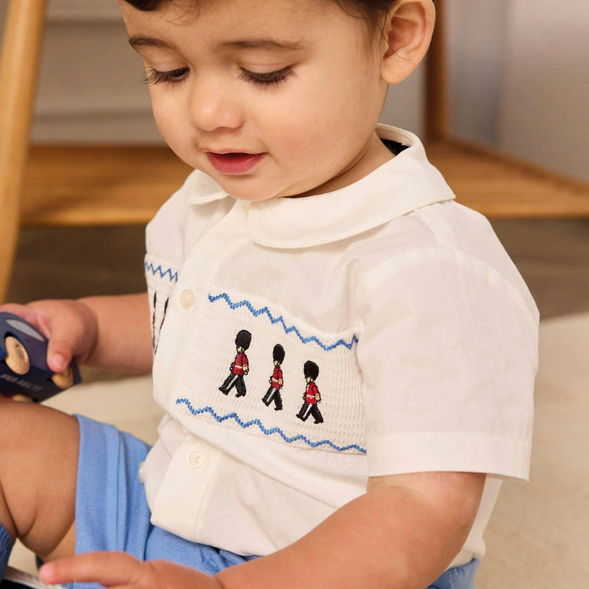 The Rupert Smocked Set in French Blue Guardsman