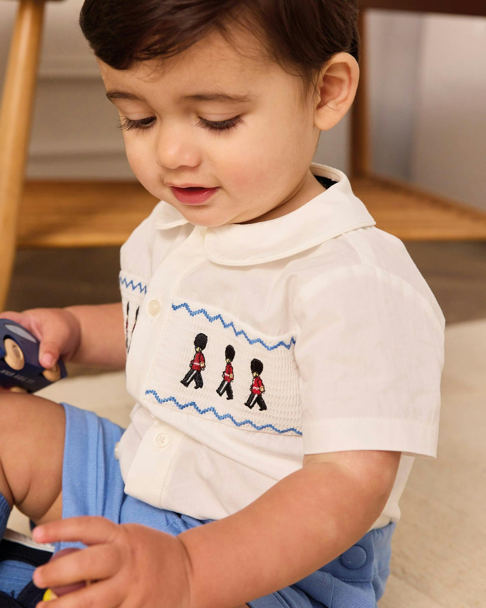 The Rupert Smocked Set in French Blue Guardsman
