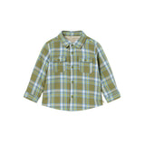 Green Plaid Shirt With Staples and Fur Lining