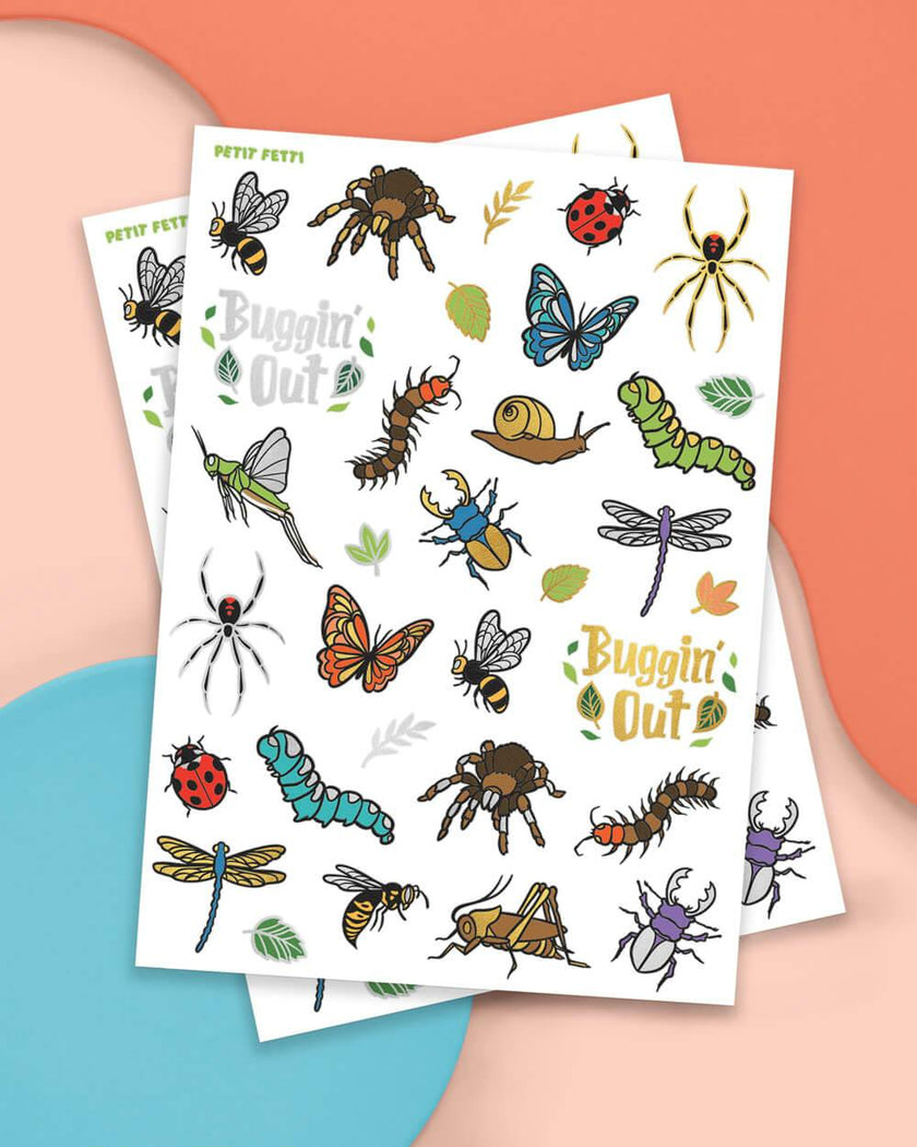 Buggin' Out Tats - 48 foil temporary tattoos