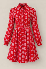 Bowie Long Sleeve Dress in Poinsettia Candy Canes