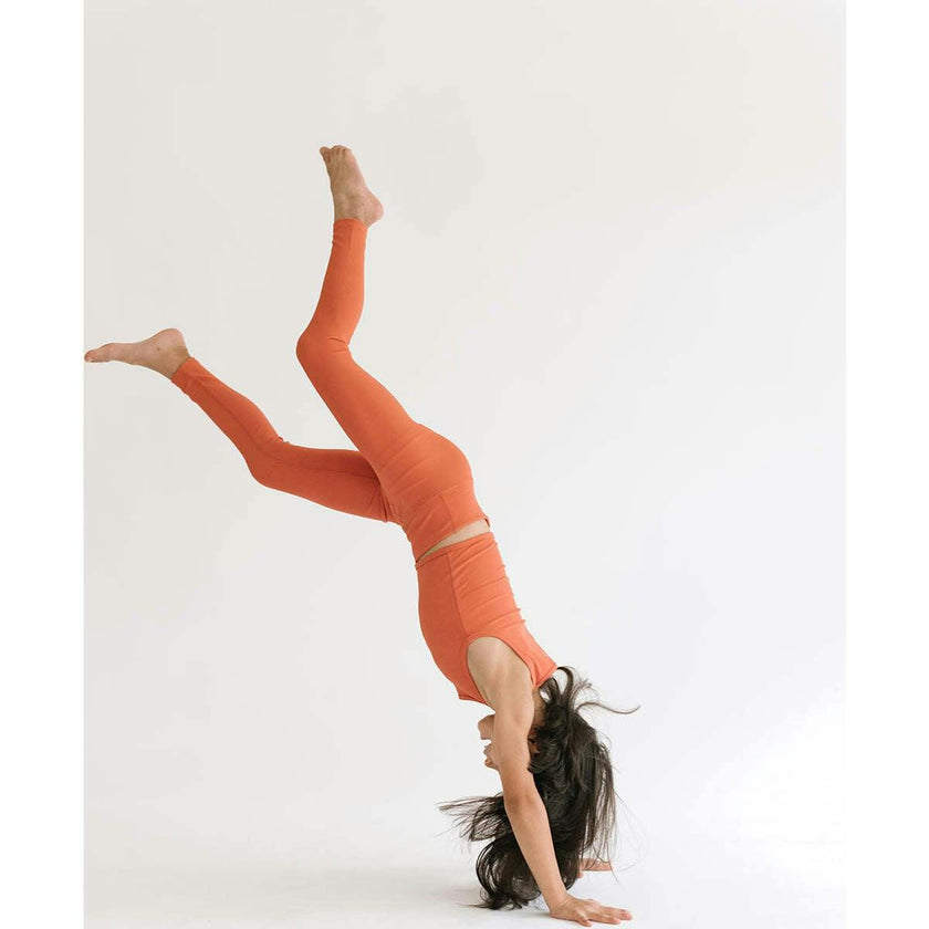Sporty Ribbed Leggings, Orange