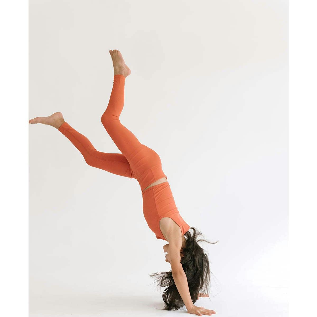 Sporty Ribbed Leggings, Orange