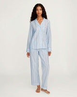 Women's Twill Pajama Set in Coastal Stripe