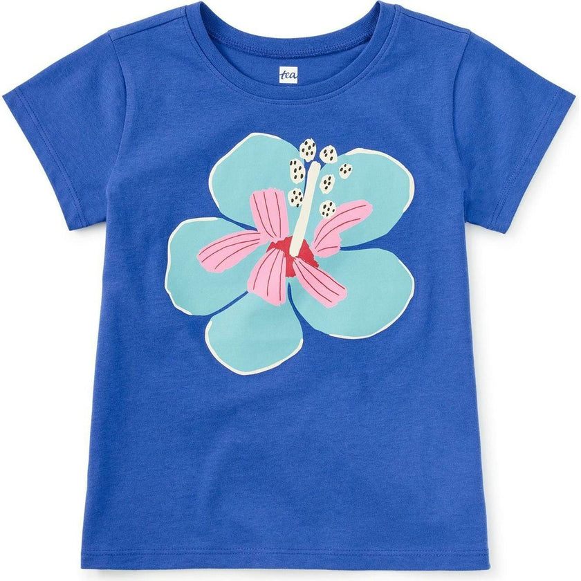 Bold Hibiscus Graphic Tee, Blue