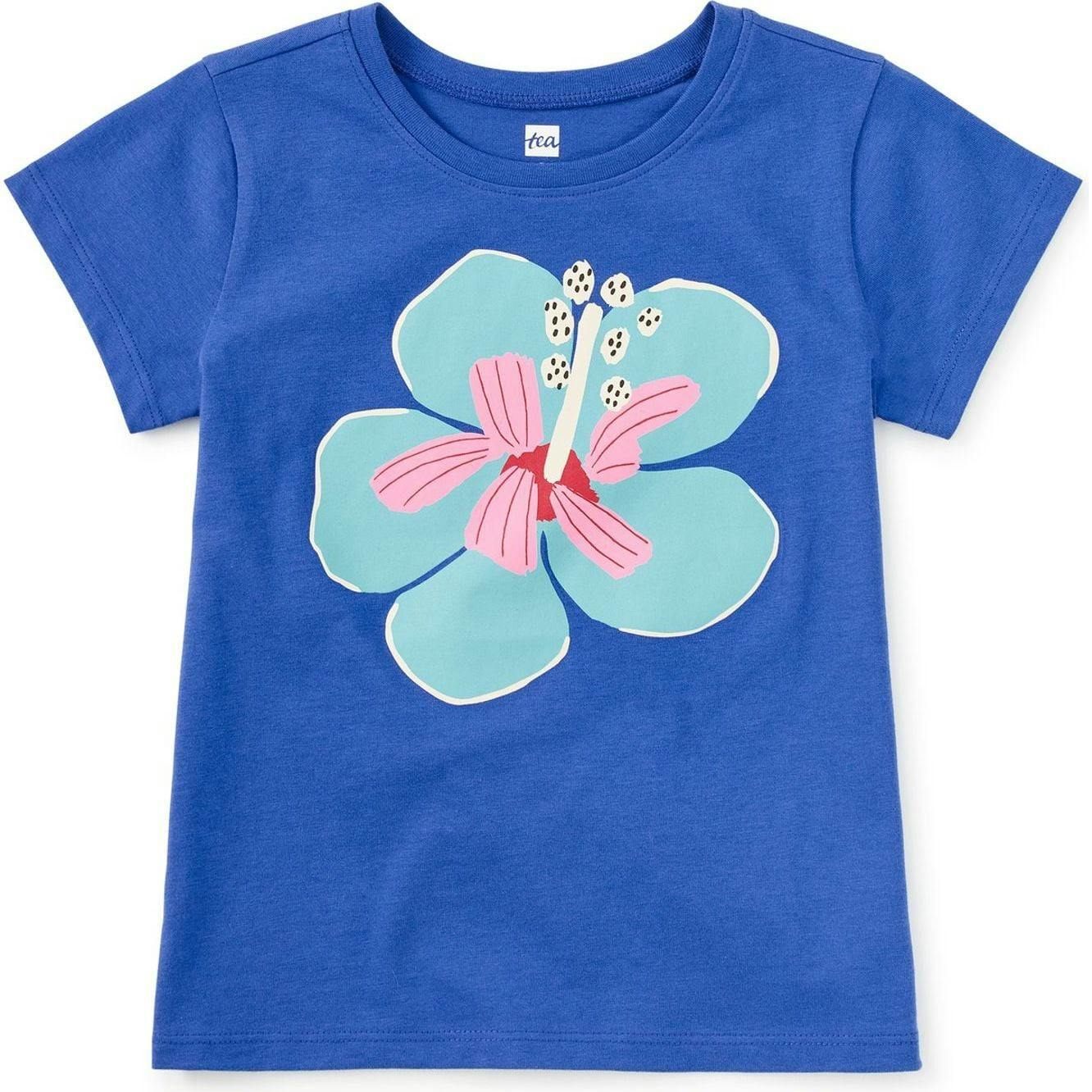 Bold Hibiscus Graphic Tee, Blue