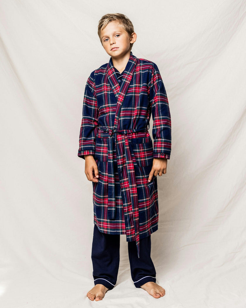 Kid's Brushed Twill Robe in Windsor Tartan