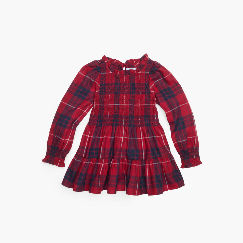 The Tiny Viviana Nap Dress - Cherry Tartan