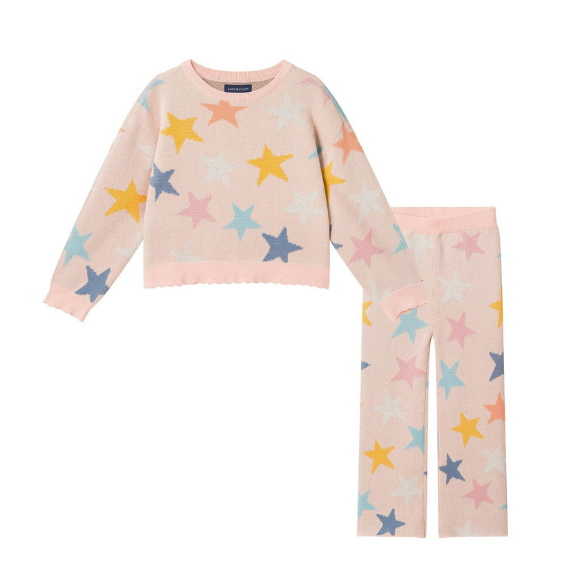Two-Piece Sweater Set | Pastel Stars - Pink