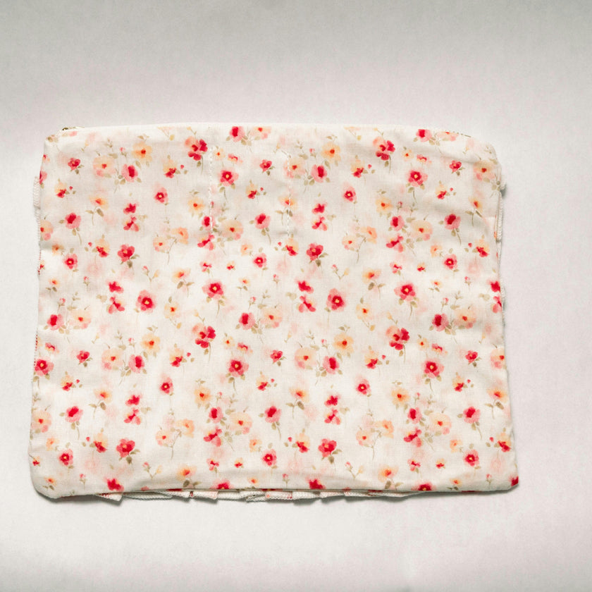 Sunset Petal Timeless Floral Ruffle Zipper Pouch