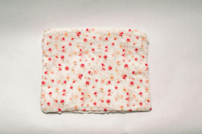 Sunset Petal Timeless Floral Ruffle Zipper Pouch