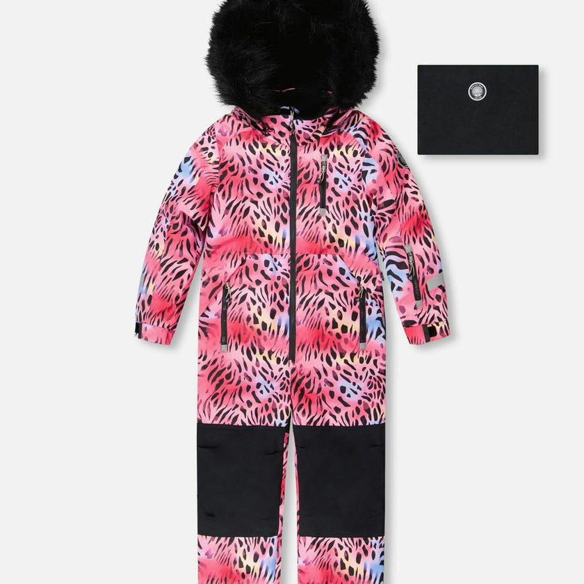 One-Piece Play Snowsuit Multicolor Leopard And Zebra