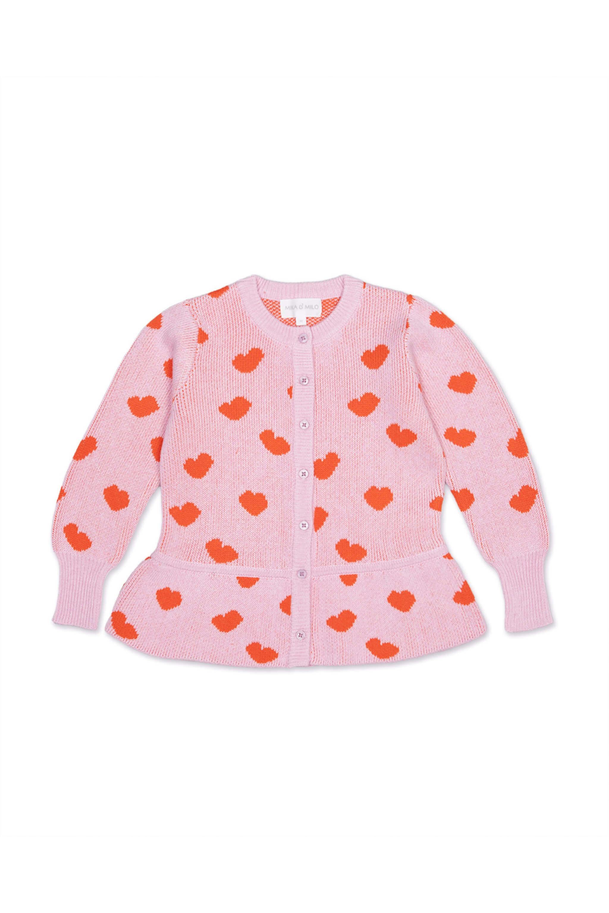Love Hearts Peplum Cardigan | Bubble Gum