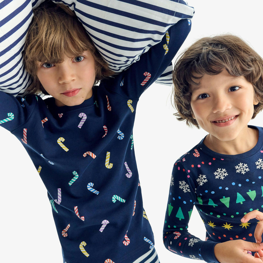 Kids organic PJ top in rainbow candy canes