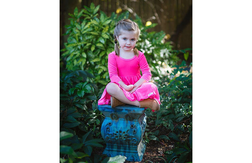 Twirly Dress in Hot Pink Stretch Velvet