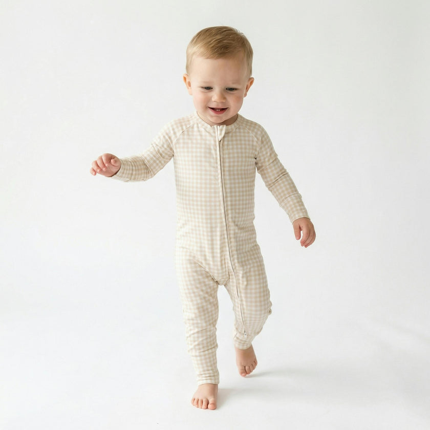 Sandstone Gingham Bamboo Sleeper