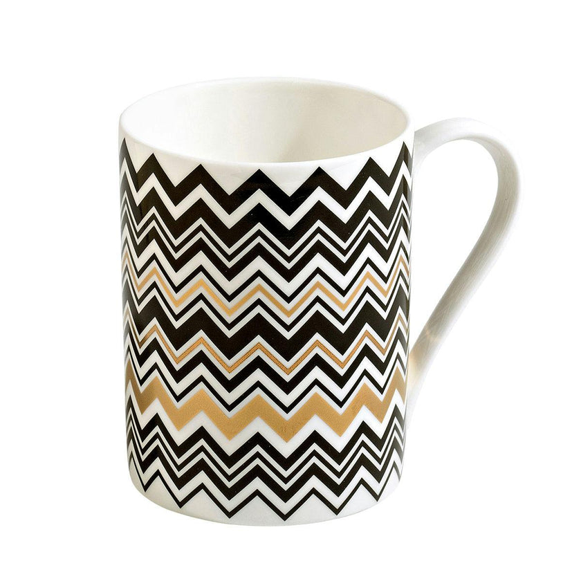 Mug Cup ZIG ZAG in Luxury Box Gold diam. 3", H 3.9", cap. 12.5 oz