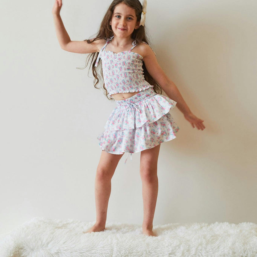 Willow Romantic Rose White With Pink Satin Skort