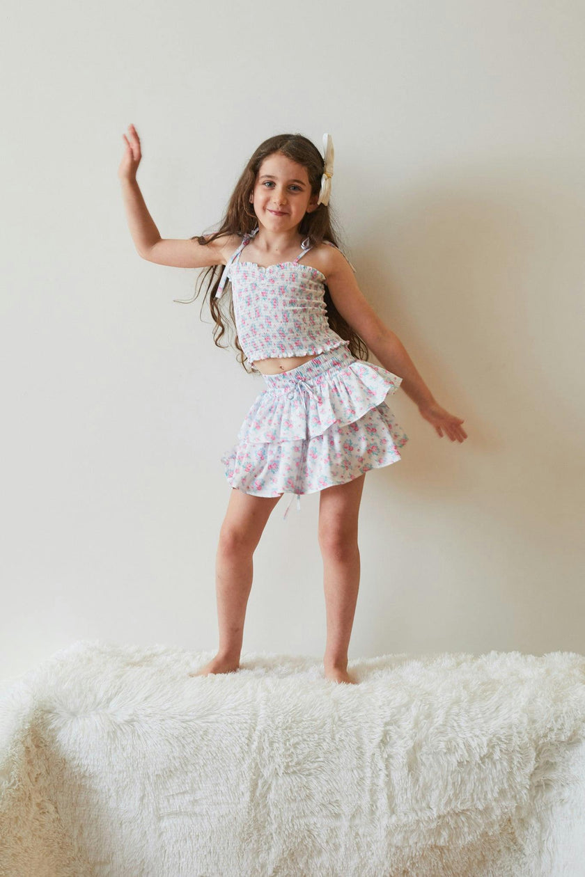 Willow Romantic Rose White With Pink Satin Skort