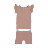 Smocked Grid Girls Ruffle Short Set