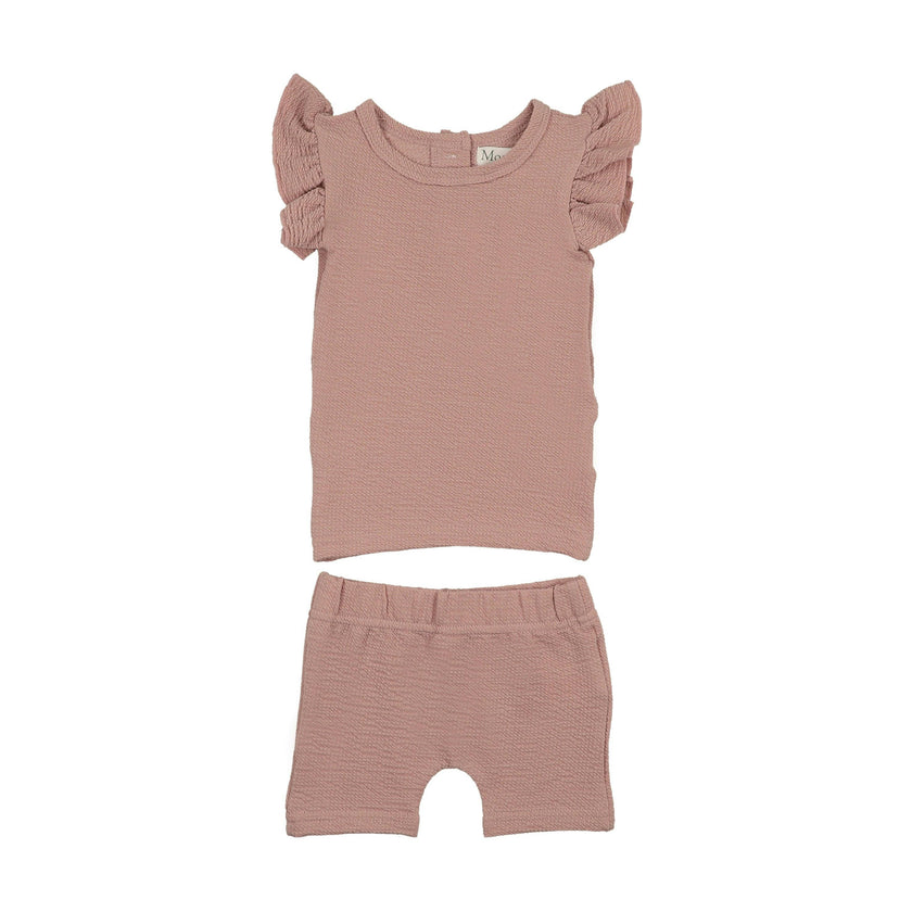 Smocked Grid Girls Ruffle Short Set