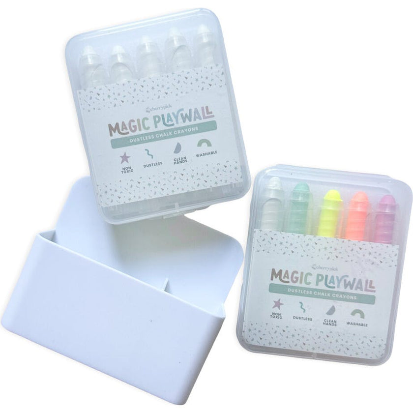 Dustless Chalk Crayons + Magnetic Holder Bundle for Magic Playwall
