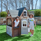 Timberwood Wooden Outdoor Playhouse With Kitchen And Barn Doors