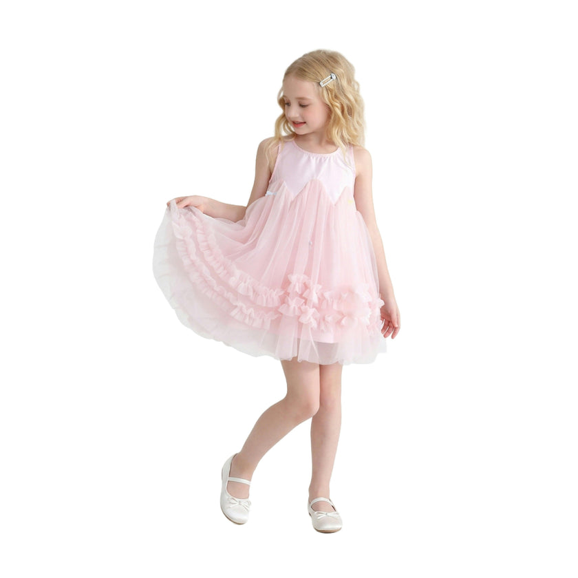 Pink Genevieve Pleated Tulle Dress