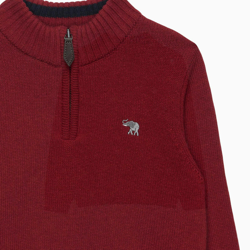 Calum Half-Zip Sweater in Red