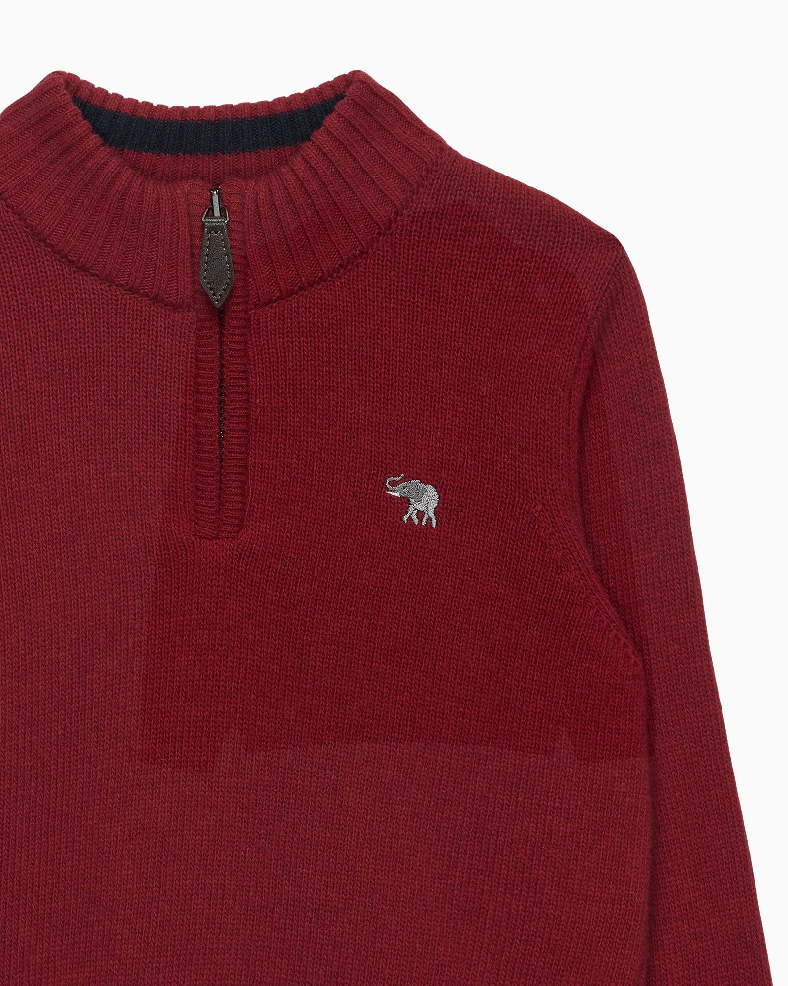 Calum Half-Zip Sweater in Red