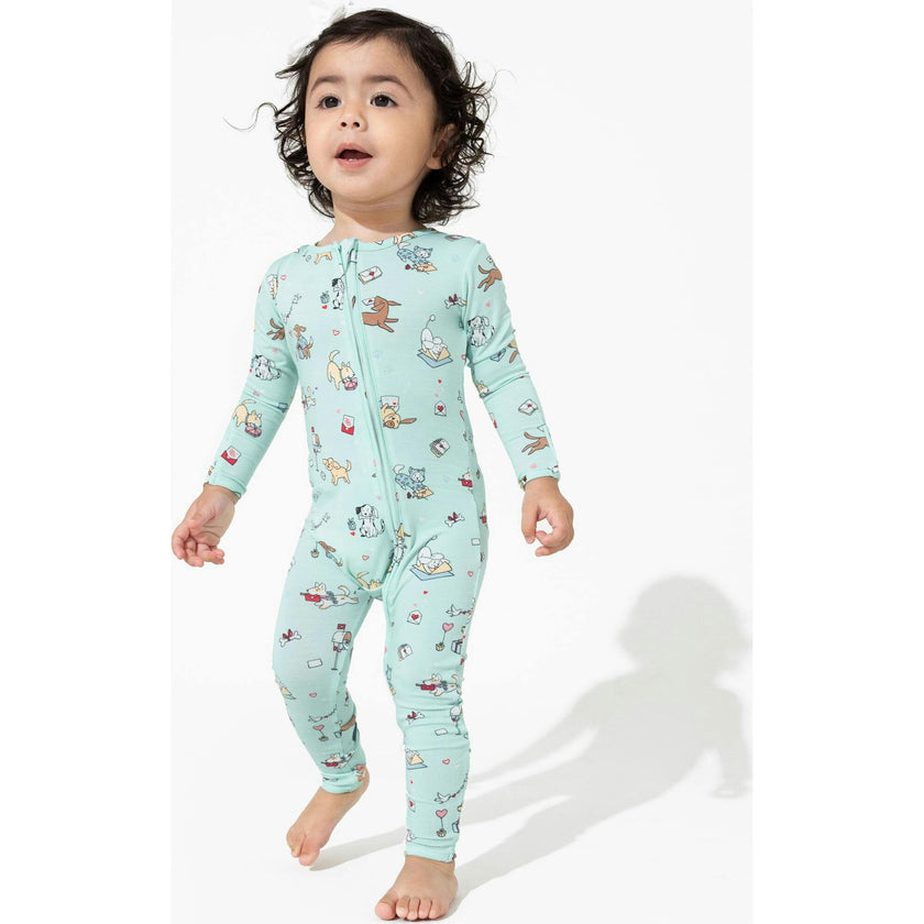 Valentines Pups Bamboo Convertible Footie