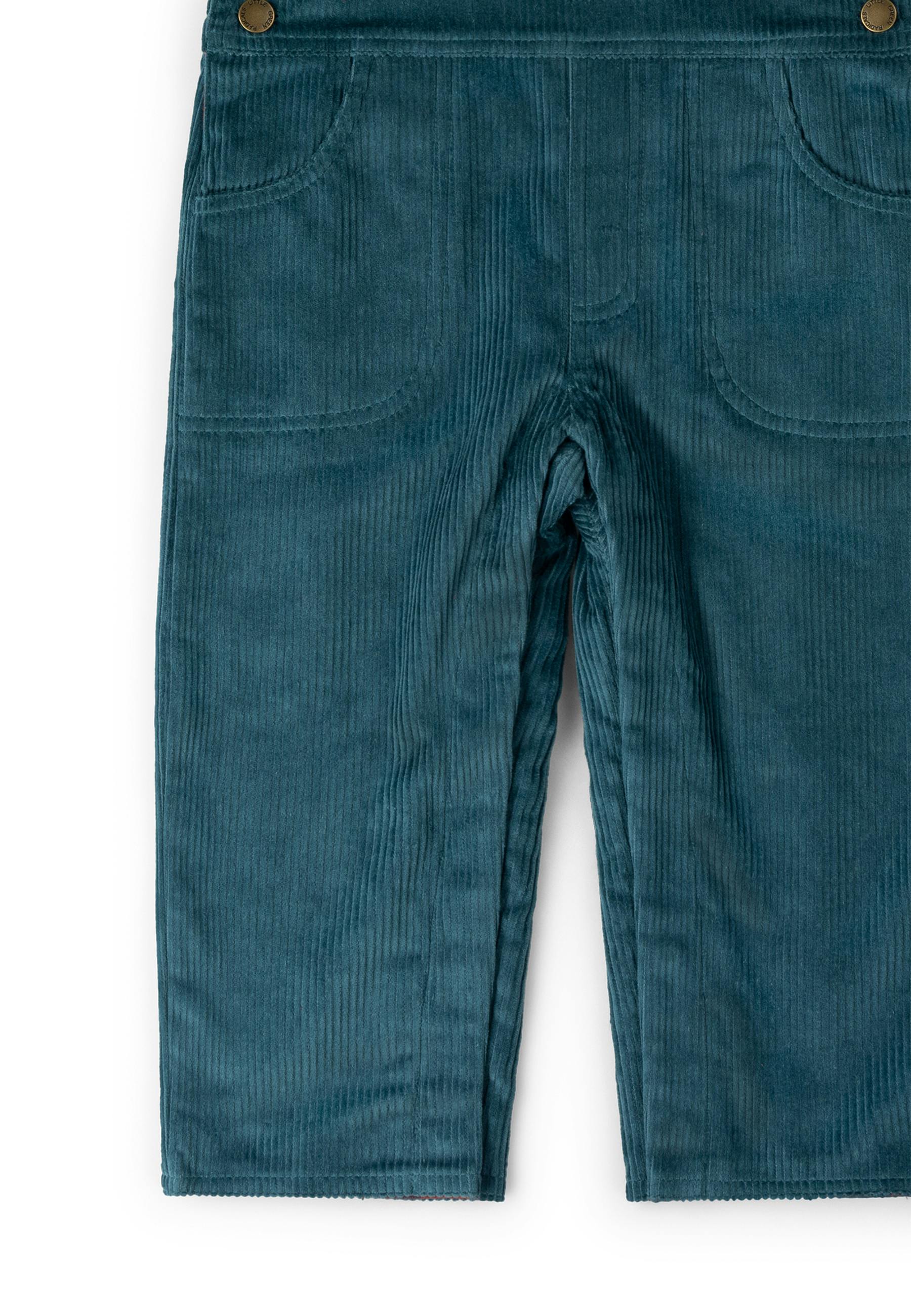 Calm Sea Lined Corduroy Dungarees, Blue