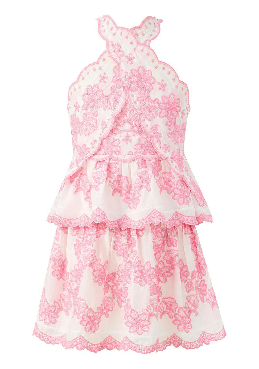 Josie Embroidered Halter Neck Mini Dress