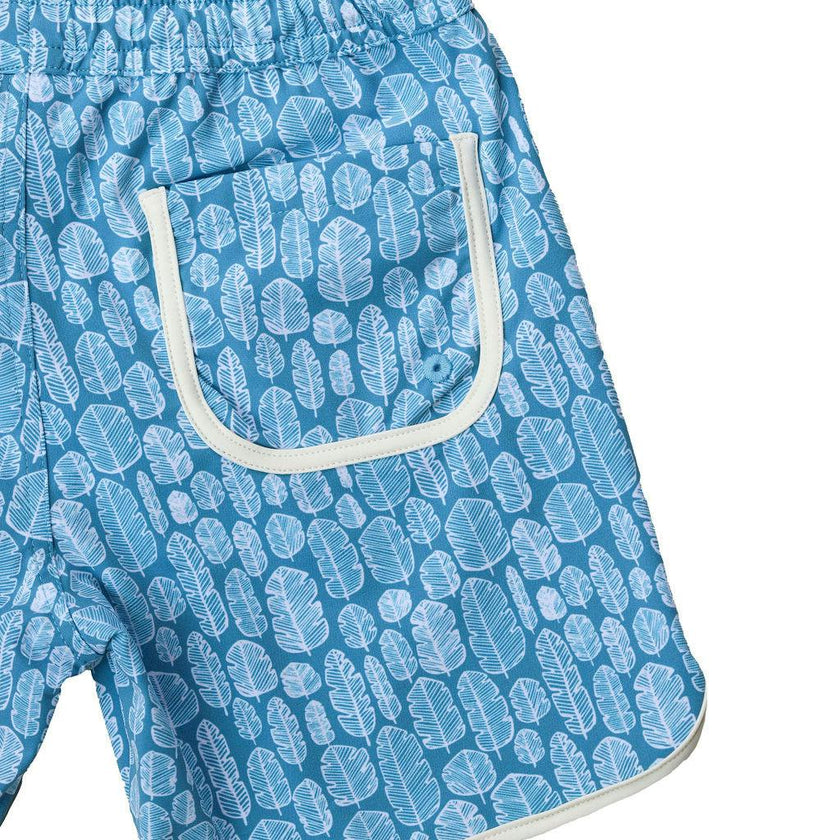 Rupert Swim Shorts Banana Leaves Print In Sky Blue