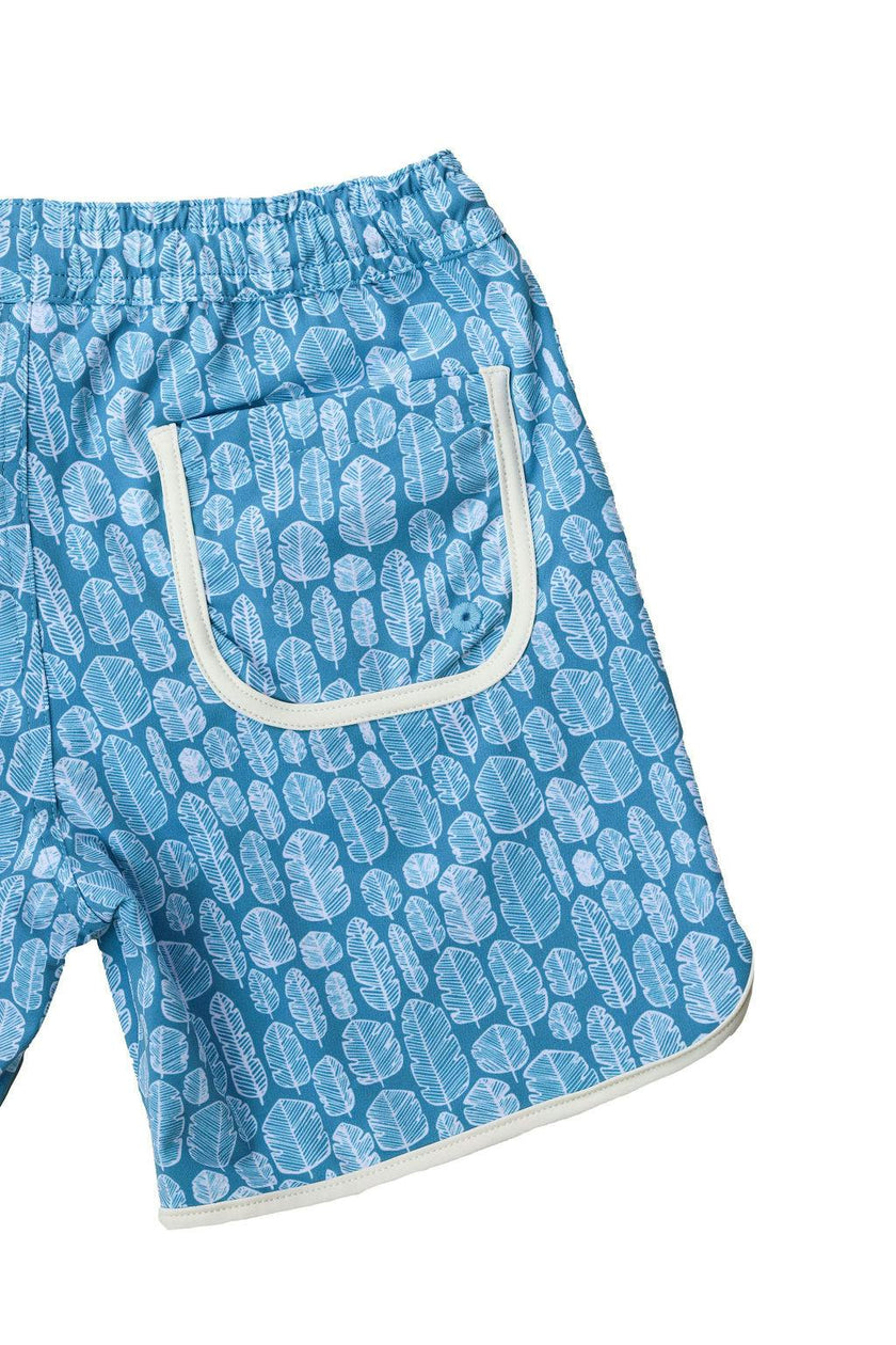 Rupert Swim Shorts Banana Leaves Print In Sky Blue
