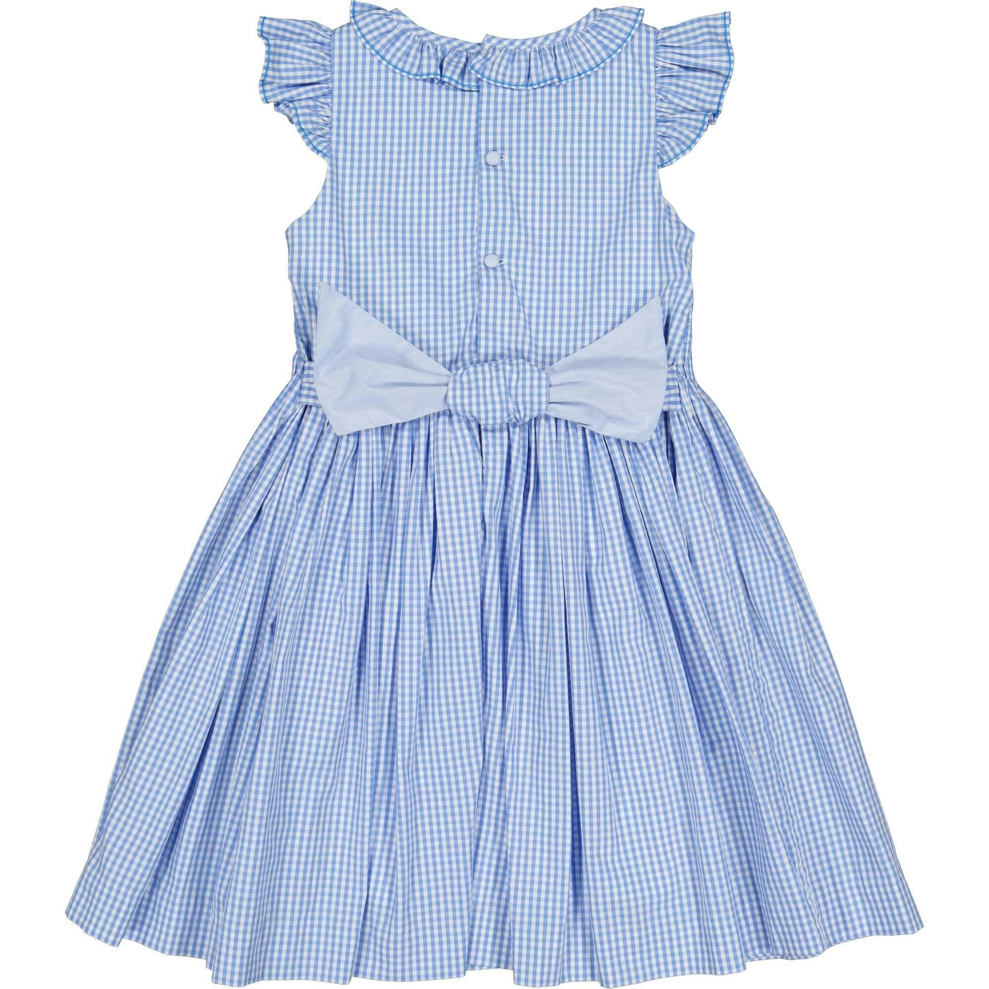 Tulip Pink Gingham Frilled Cap Sleeve Smocked Dress