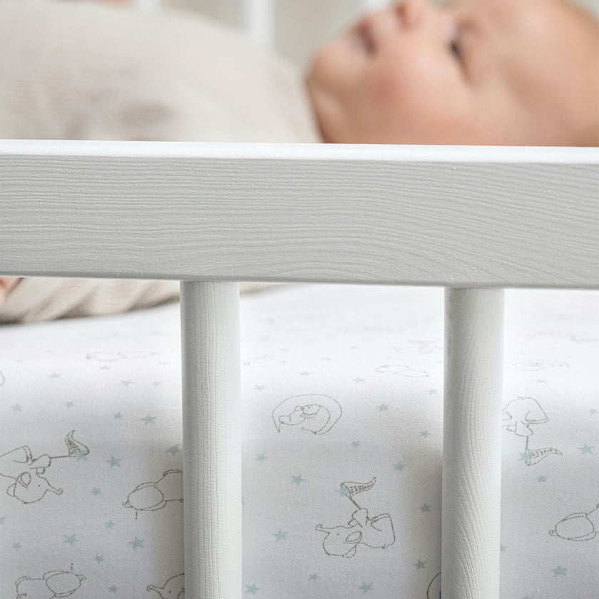 Peruvian Pima Cotton Mini Crib & Pack 'n Play Fitted Sheet – Elephant Sky