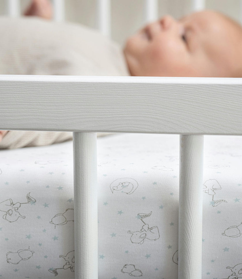 Peruvian Pima Cotton Mini Crib & Pack 'n Play Fitted Sheet – Elephant Sky