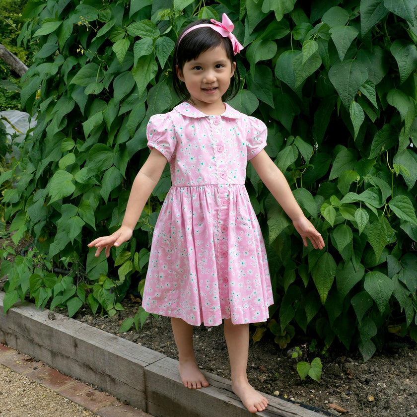 Pink Daisy Button-Front Dress